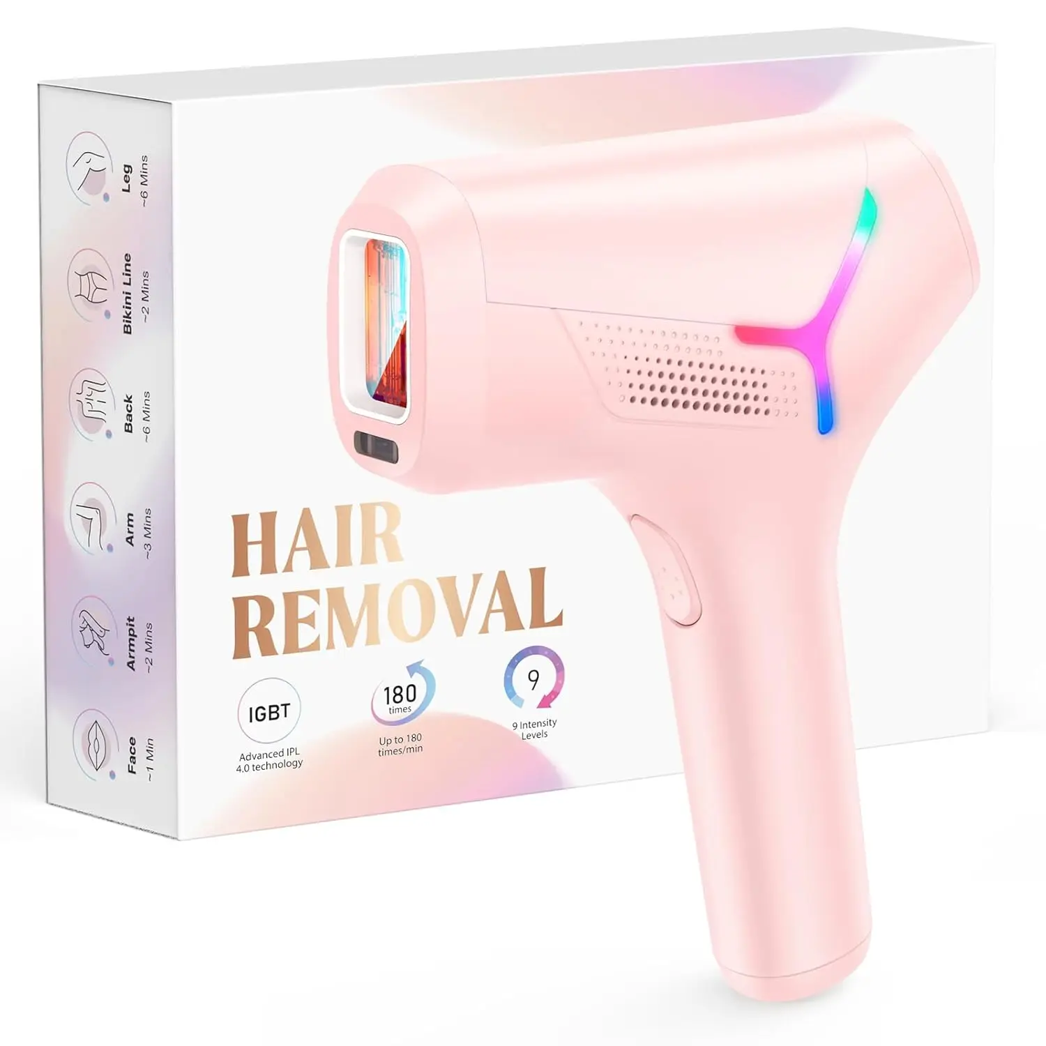 

At-Home IPL Hair Removal Device for Women and Men, Painless Full Body Treatment in 8 Minutes with Visible Results