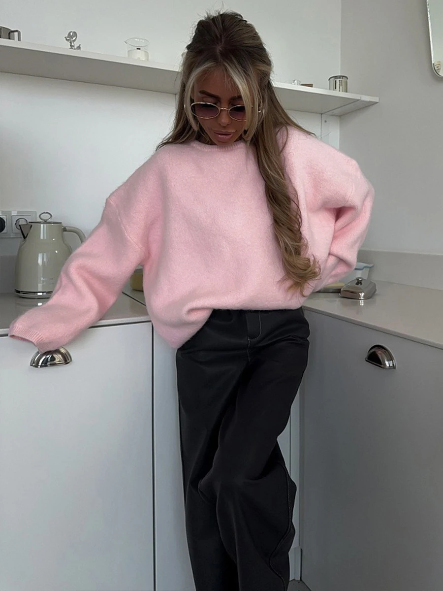

Wolfeel 2026 New European and American Style Soft Round Neck Long Sleeved Autumn and Winter Casual Daily Commuting Outfit