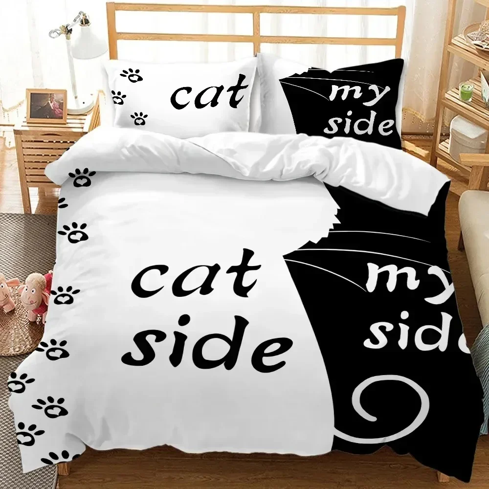 Black and White Duvet Cover Couple Black and White Twin Bedding Set Her Side and His Side Full Queen King Polyester Qulit Cover