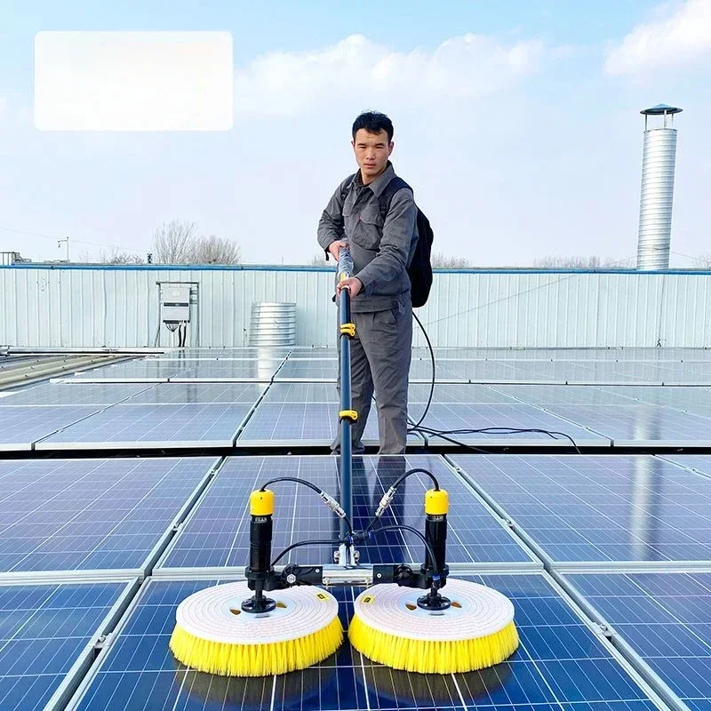 

Sunnysmiler PV cleaning brush solar panel cleaning tools extending water fed wash brush Telescopic pole spin scrubber equipment