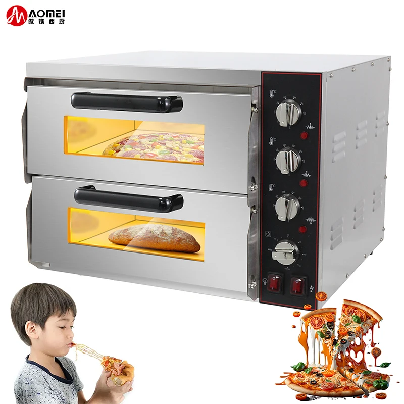 Pizza Oven Double Layer with Stone Panel Inside Ovens Pizza Bakery Kitchen Pizza Oven Electric