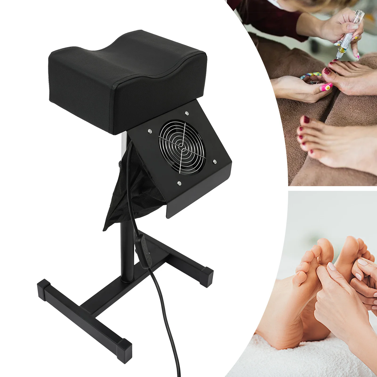 

Pedicure Stool, Foot Care Chair with Dust Cleaning Fan, Salon Lift Stool, Height Adjustable, for Beauty Salon, Nail Salon, Black