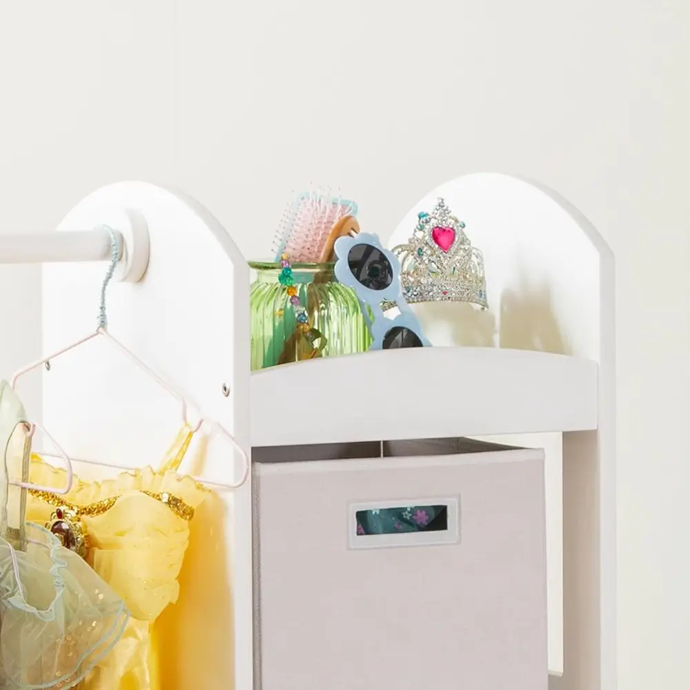 See and Store Dr-up Center – White: Pretend Play Costume Storage Wardrobe or Kids with Mirror & Shelves, Armoire with Bottom Tra view 4