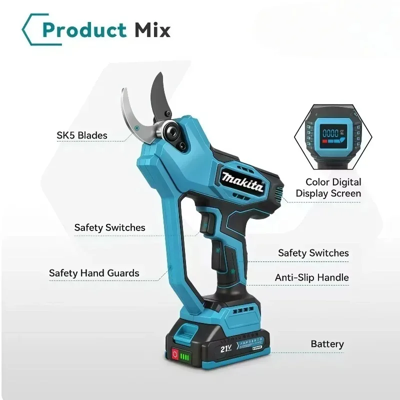 Makita 18V Battery Compatible Makita Brushless Electric Pruning Shears Cordless High Power Garden Branch Cutter Tool view 5