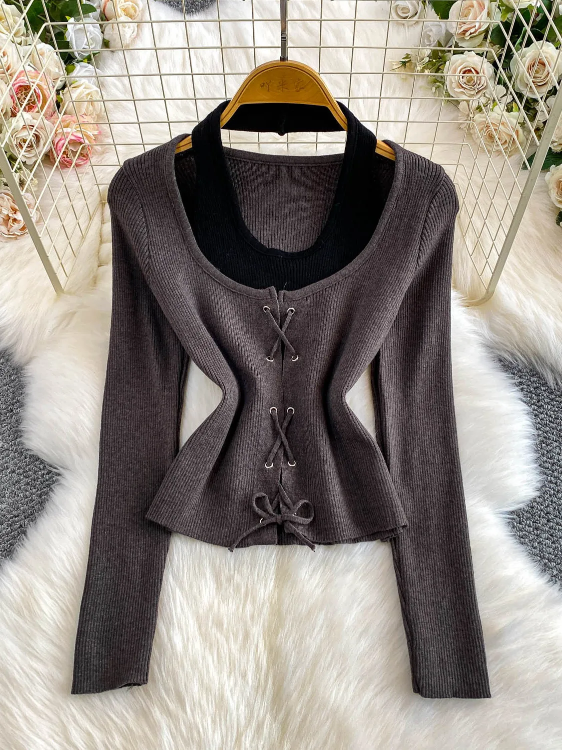 Sexy Knitted Hollow out Ne Design Women's Base Layer Sweater Autumn Winter Faion Commute Sle Slim Fit V-Ne Pullover
