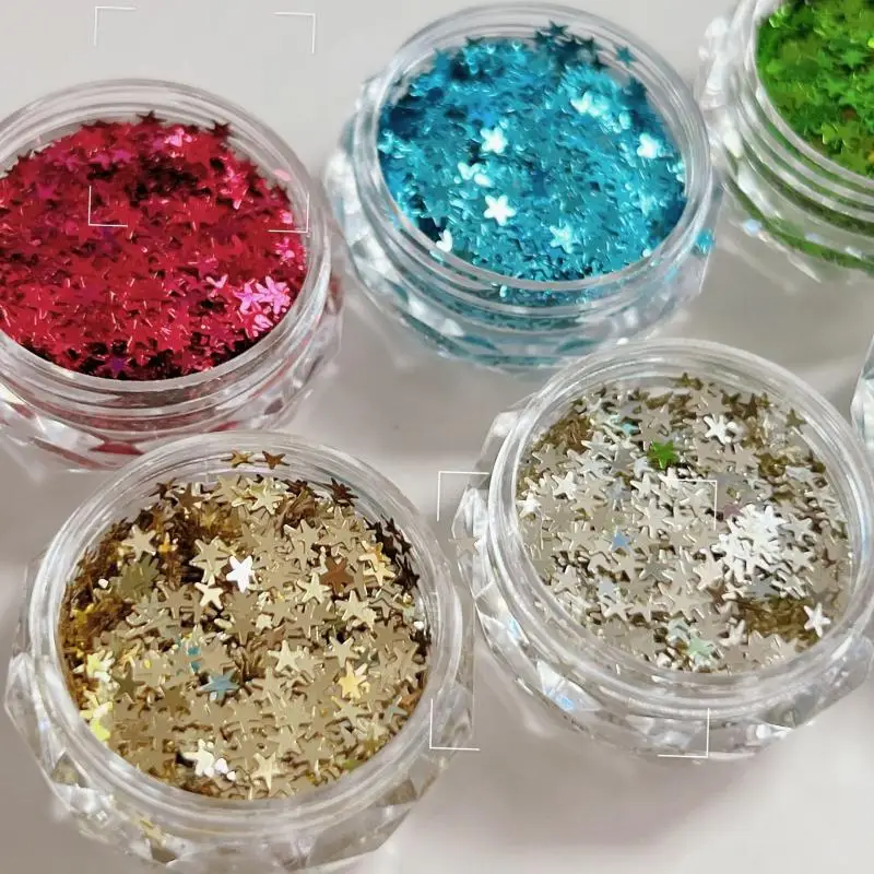 1 Jar Mini Sparkling Star Nail Glitter Pentagram Decoration Nail Salon Design Cute Accessories DIY Nail Art Design