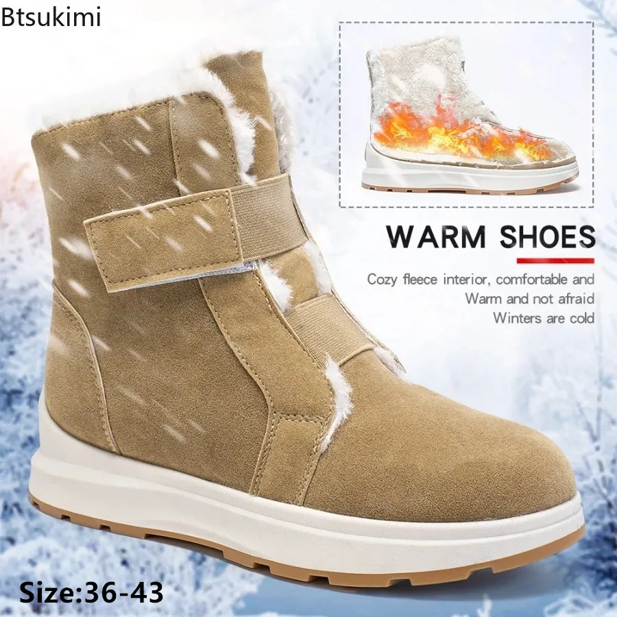 

2024 Women's High Top Snow Boots Autumn Winter Keep Warm Plush Ankle Boots Females Casual Sneaker Shoes for Skiing Botas Mujer