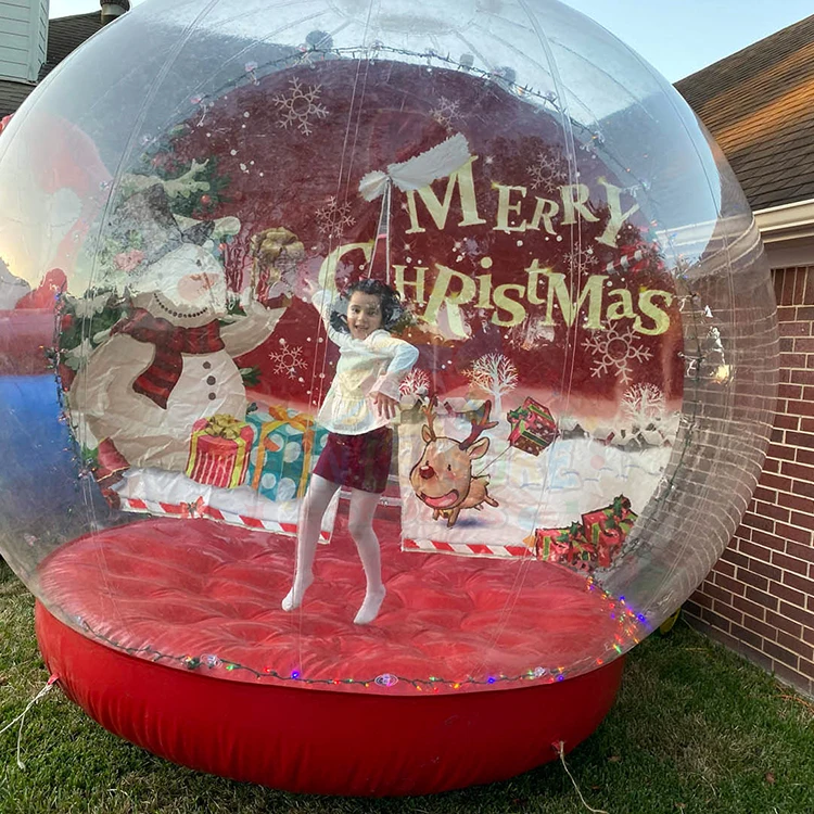 3m 4m Giant Outdoor Inflatable Christmas Snow Globe with Snowman Christmas Tree view 4