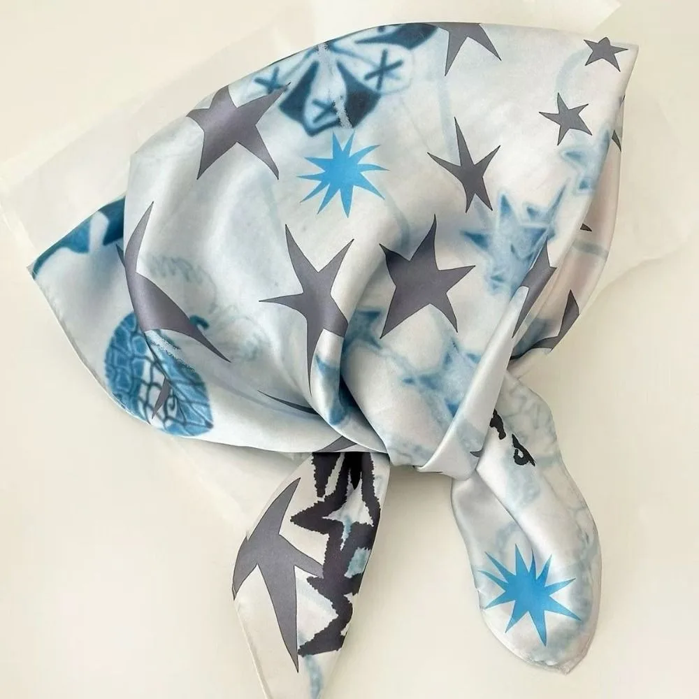 

Elegant Printed Star Print Scarf Geometric Shape Y2K Small Square Scarf Spicy Girls Korean Leopard Print Silk Scarf Beach