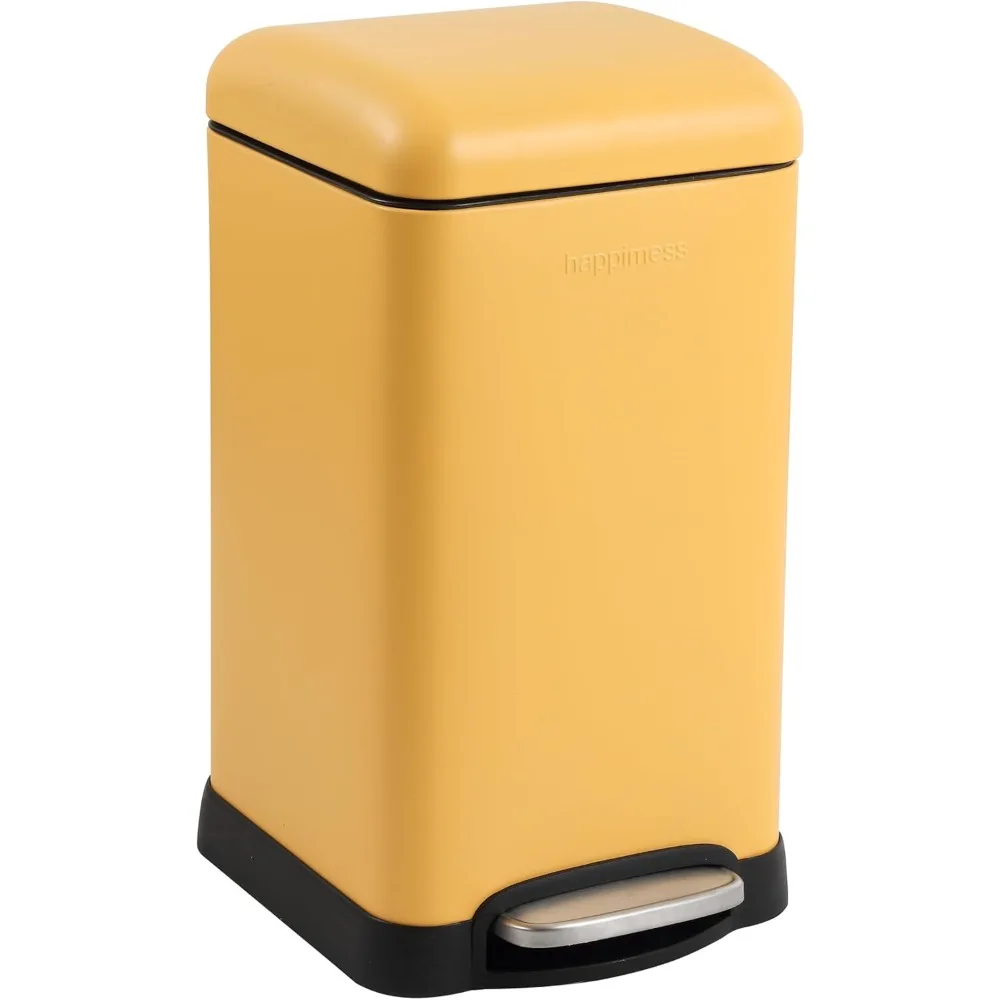 

HPM1012L Betty Retro Mini 3.2-Gallon Step-Open Trash Can, Daffodil Yellow for Home, Kitchen, Bathroom, Living Room, Office