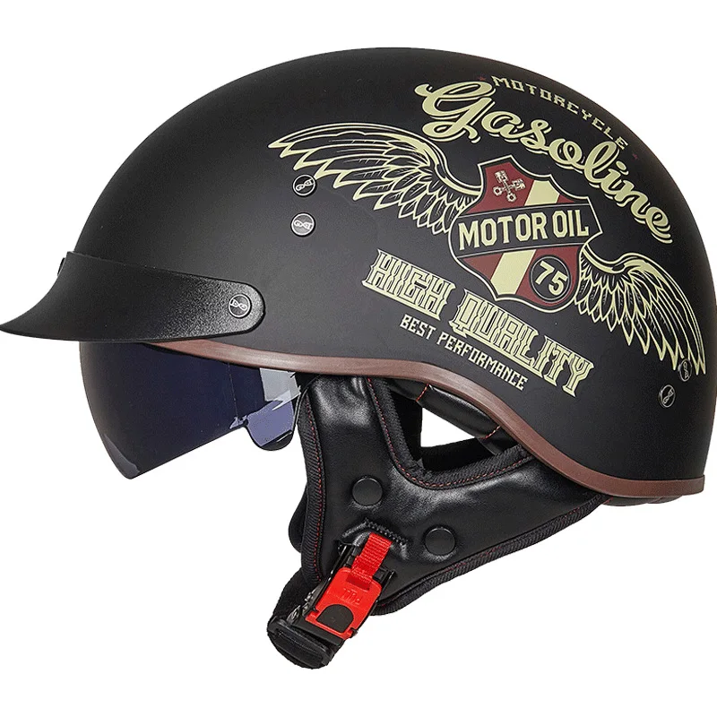 New GXT Vintage Half Open Face Motorcycle Helmet Men Women Retro Scooter Motorbike Riding Casco Motocross Capacete DOT Approved