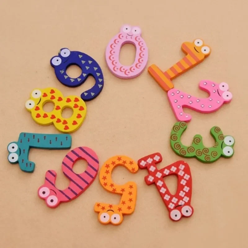 

1 Set X Mas Gift Set 10 Number Wooden Early Educational Sticky Toys 4 X6CM Learning Cute DIY Number Decor for Kids Baby