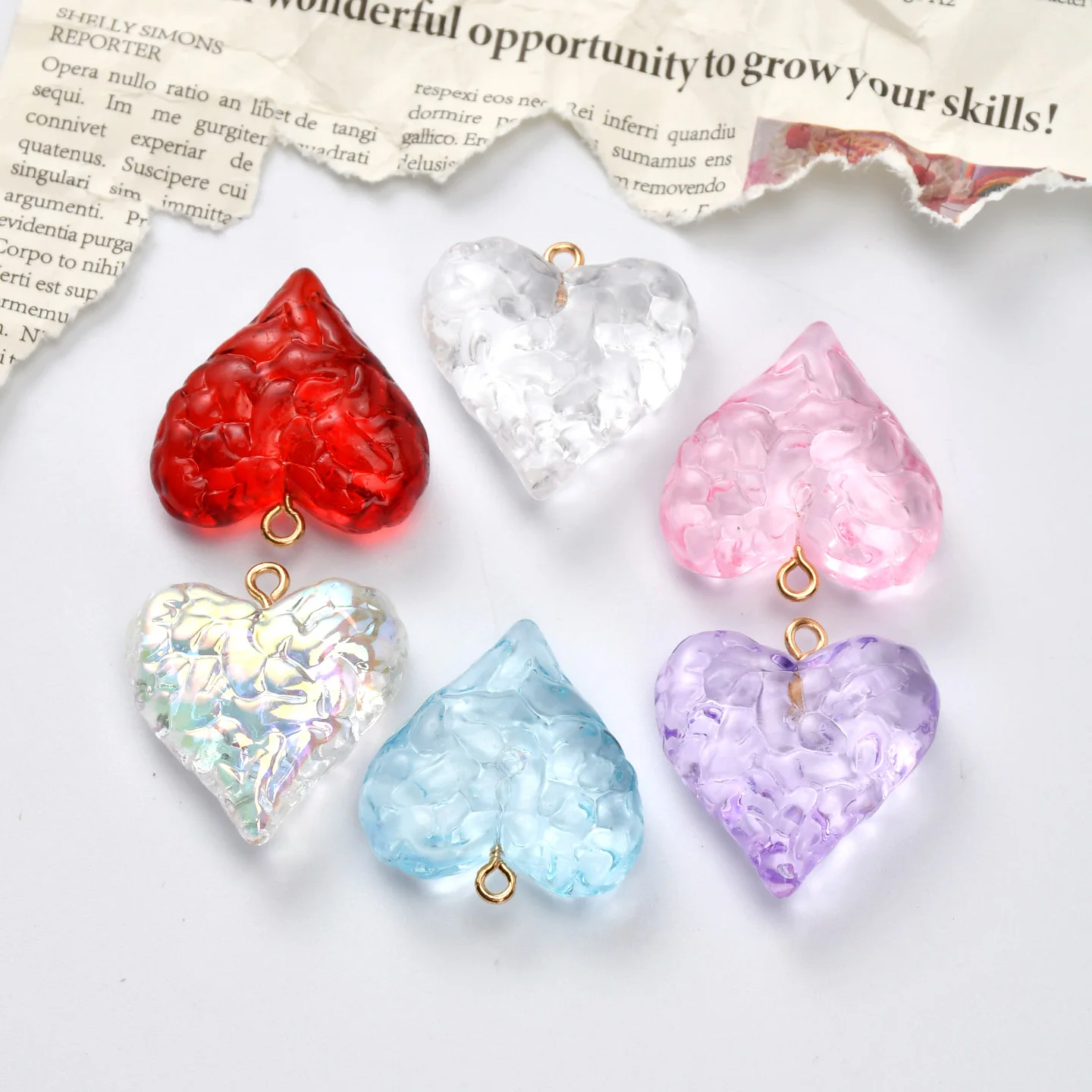 Pendentifs en forme de cœur à surface concave-convexe, 5 pièces, breloques pour la fabrication de bijoux, accessoires faits à la main, boucles d'oreilles, collier, bracelet