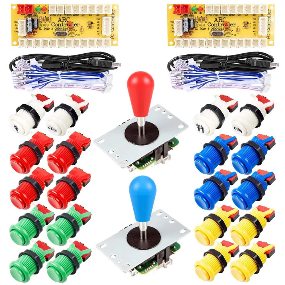 

2 Players Arcade DIY Kit Zero Delay USB Encoder PC Rasberry PI Copy Sanwa Joystick American Style Button Game Console Cabinet