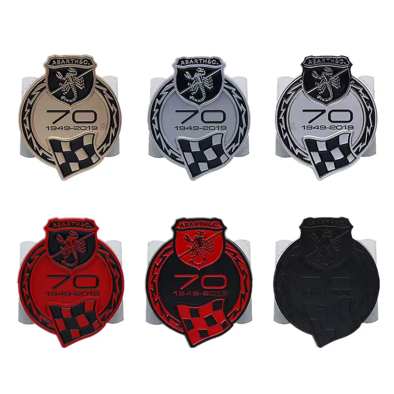 Emblema Conmemorativo del 70 Aniversario de Abarth - Adhesivo Metálico 3D para Coche Fiat 500 Abarth 595 695 - Calcomanía Conmemorativa 1949-2019