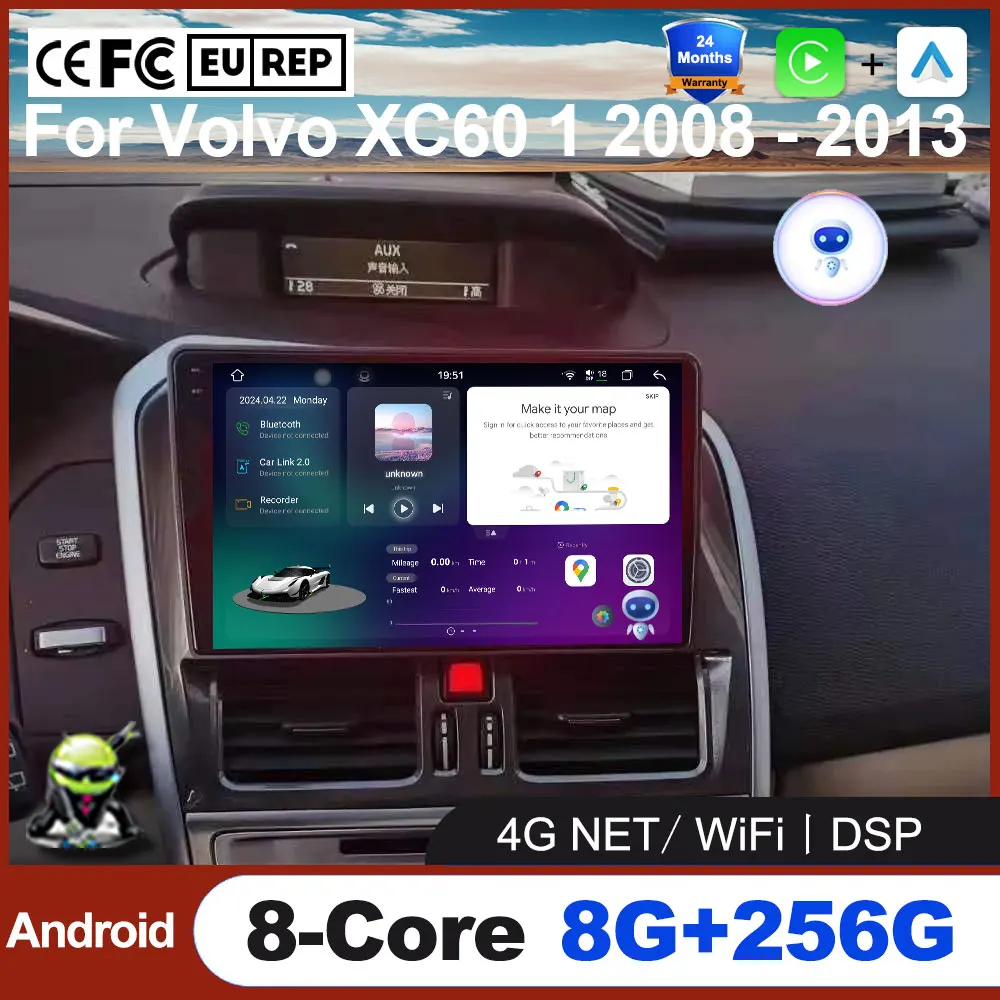 

Android Auto Car Radio For Volvo XC60 1 2008 - 2013 Multimedia Video Player GPS Navigation Carplay Rear camera 5G Wifi Tools Fan