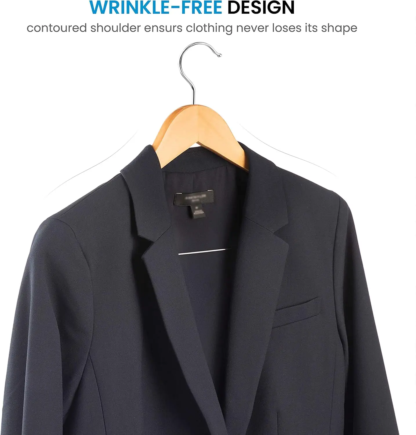 5 Pack High-Grade Wooden Suit Hangers with Adjustable Metal Clips 360° Swivel Hook Shoulder Notches for Dress Coat Blouse Jacket image 4