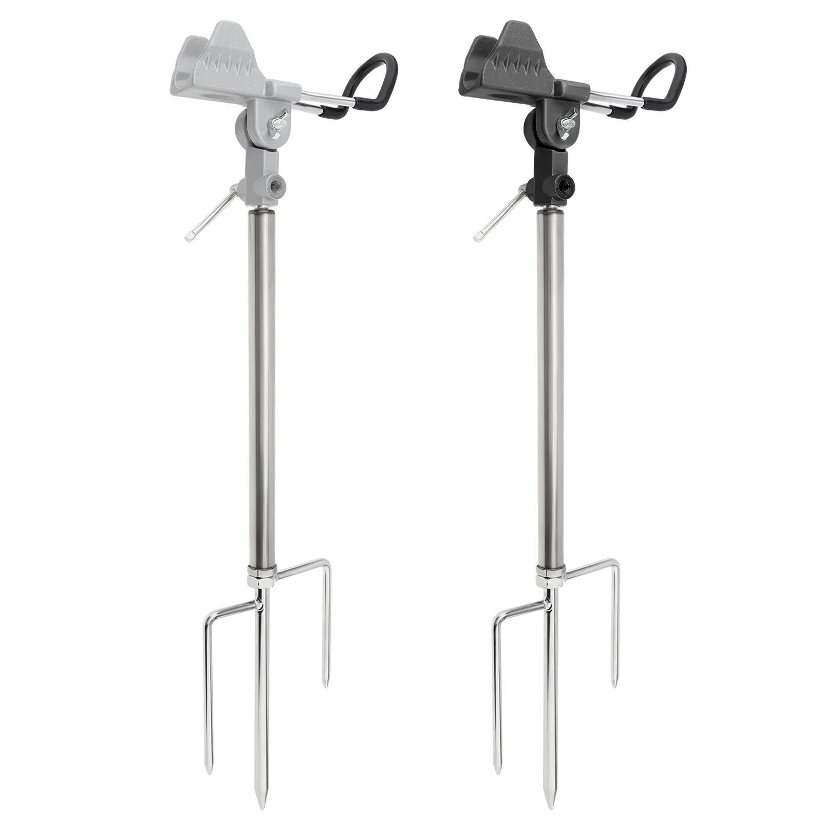 Stainless   Steel Three legged Fishing Rod Support Stand for Ground / Beach, Adjustable & Detachable Fishing Pole Holder