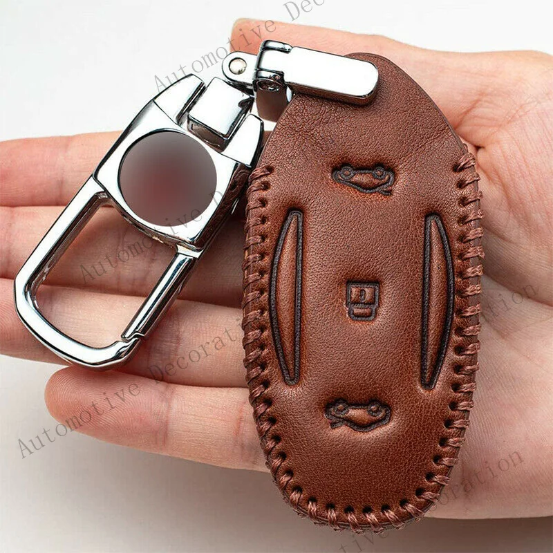 Z+ For Tesla Model X/S Classic Leather Car Smart Remote Key Fob Case Holder Cover