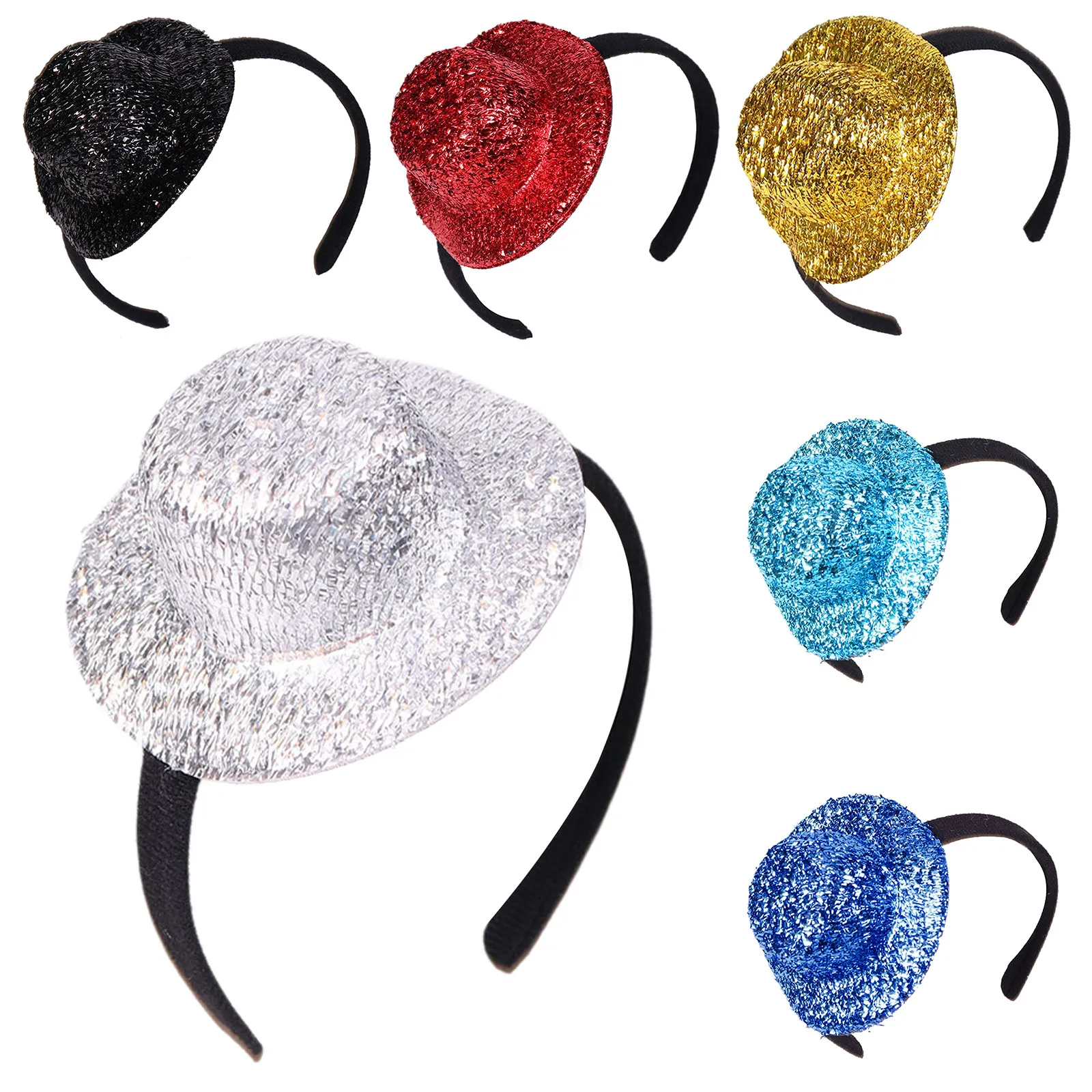 

Fashion Vintage Fascinator Top Hat Sparkly Hat Headband Hair Hoop Hat Headwear for Women Girls Halloween Tea Party Hair Decors