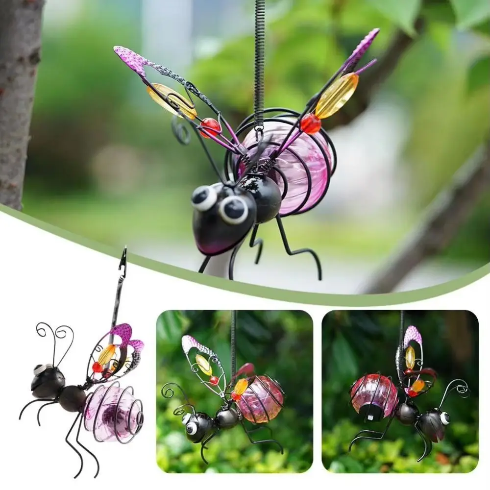 

Creative Solar Iron Insect Statue 3D Simulation Iron Art Solar Powered Insect Lamp with LED Fairy Light Metal