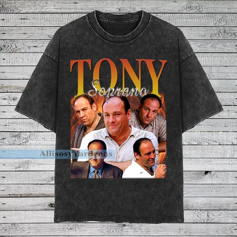 tony Soprano Vintage T Cornerback Homage Graphic Unisex Long Sleeve Bootleg Retro 90's Fans Washed Hoodie Giftshirt