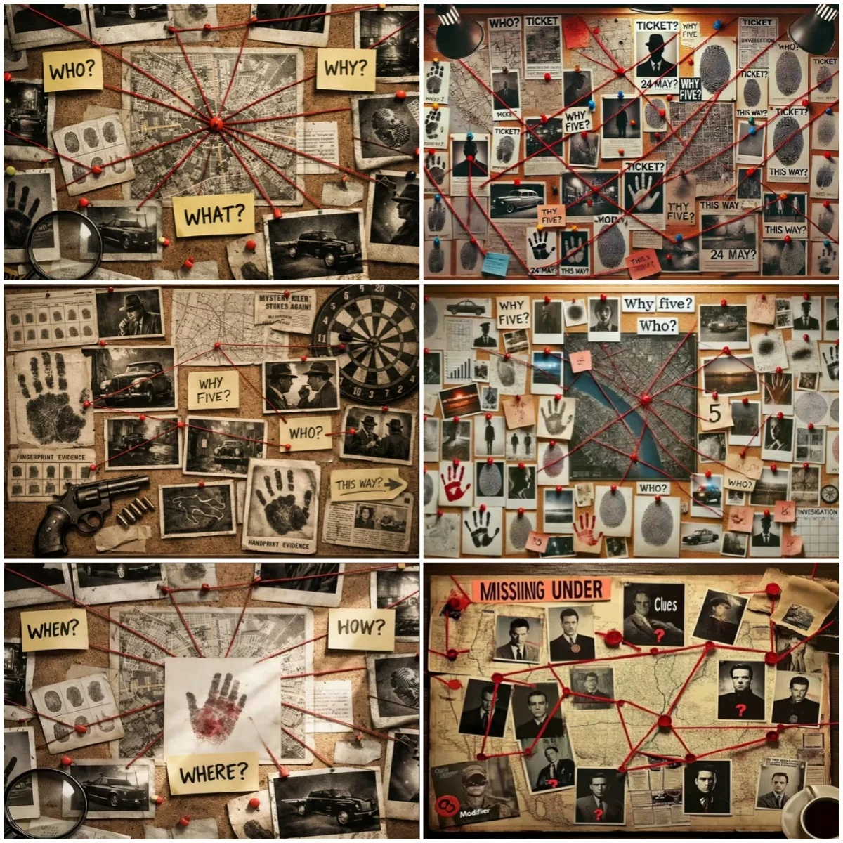 Spy Criminal Investigate Theme Party Decor Backdrop Detective Evidence Board Poster Background Fingerprint Photography Banner