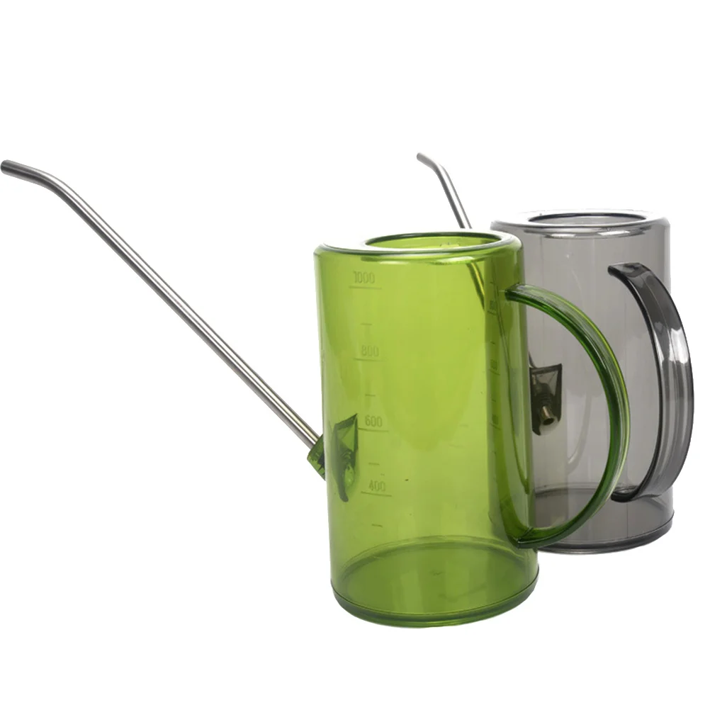 

2Pcs Watering Can 1000ml Scale Long Spout Bottle Gardening Tool Plant Supply Kettle Stainless Plastic