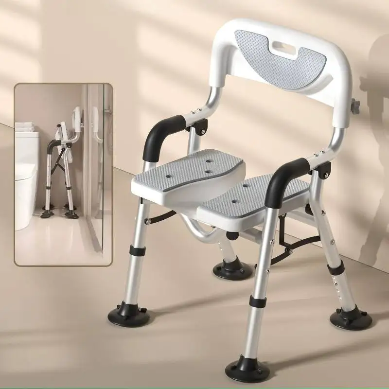 

U Shaped Grey Bathroom Stool Anti Slip Quality Design White Shower Chairs Elderly Waterproof Badkamerstoel Bathroom Furniture