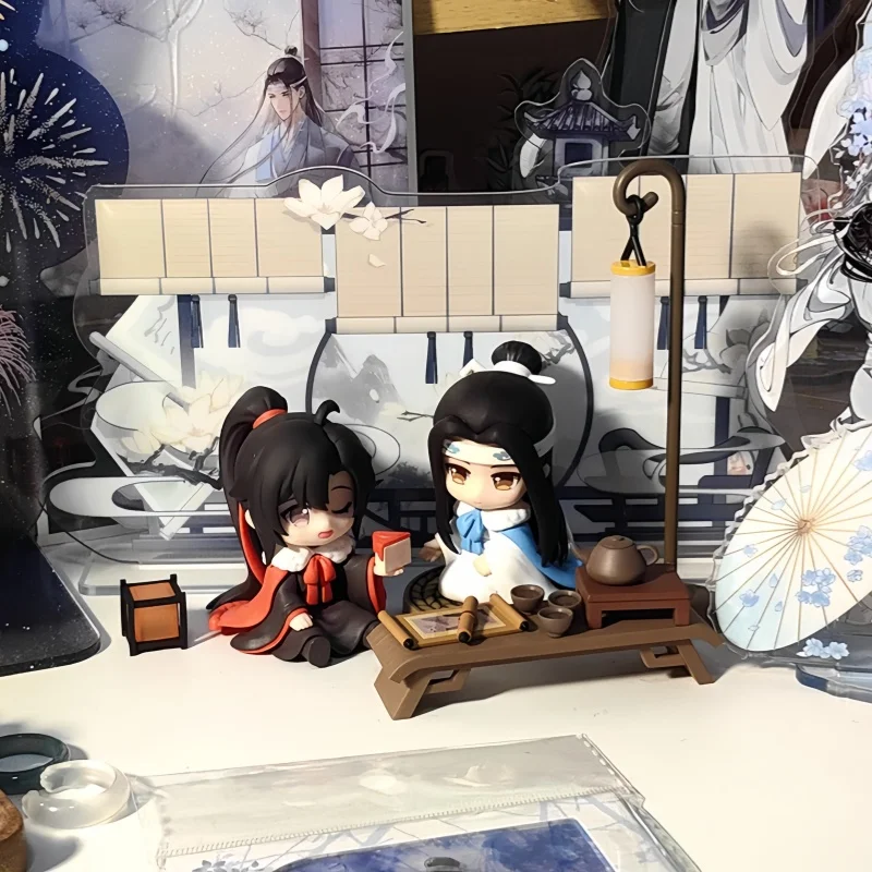 

Mo Dao Zu Shi Anime Figures Lan Wangji Wei Wuxian Action Figures Q Version Doll Desktop Collect Model Room Decor Toy Kids Gifts