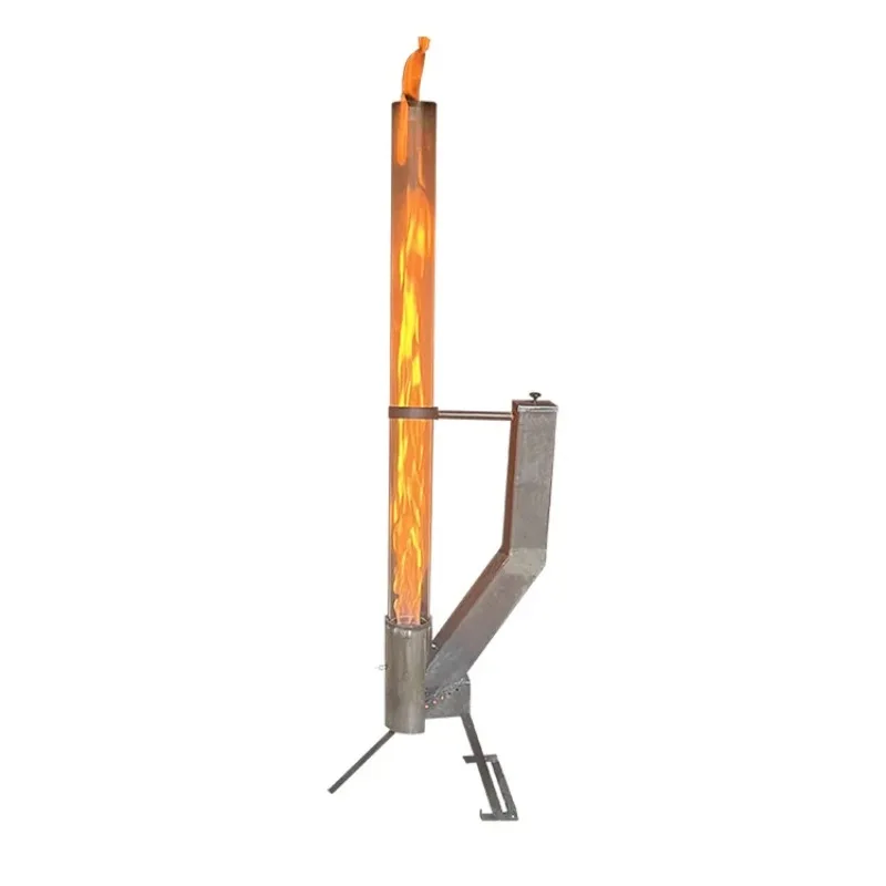 Outdoor Patio Wood Pellet Heater Garden Biomass Rocket Stove Fire Column