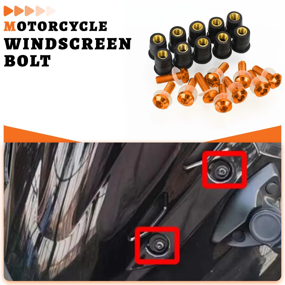

10PCS Motorbike Windscreen Windshield Fairing Bolt Screw Kit For 390 790 890 950 990 1050 1090 1190 1290 Adventure R S 2002-2025
