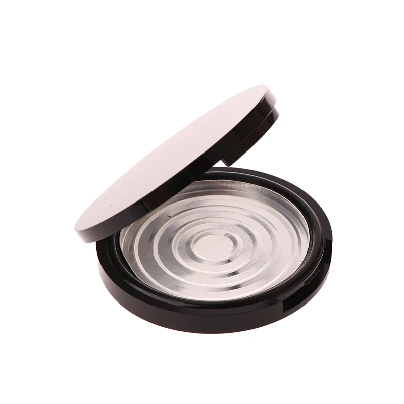 Reusable Empty Single Black Circular Highlight Box Blush Shadow Powder Box With Mirror Aluminum Pan Inside Diameter 59mm