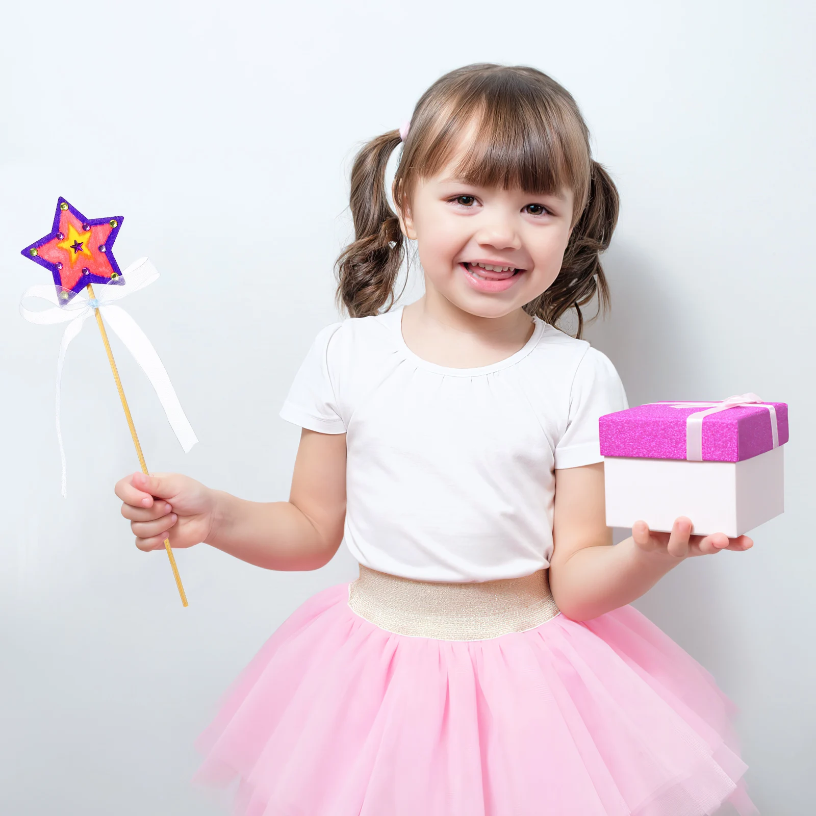 

1 Set Fairy Wand Kit Stars Unpainted Wooden Crafts For Diy Princess Coloring Party Craft Activity Unfinished