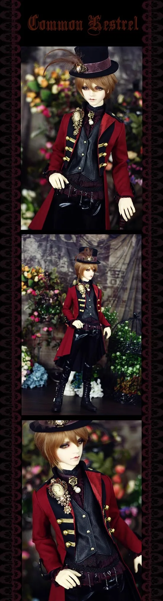 인형 삼촌을 위한 옷 유럽 스타일의 복고풍 군복, 1/3 1/4 BJD 스커트 모자 바지 조끼 허리 체인 세트 무료 배송