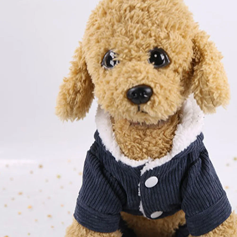 

Cute Corduroy Pet Clothes Puppy Dog Layer Thicken Coat Denim Blue S Size Comfortable Easy Wear Durable Outdoor