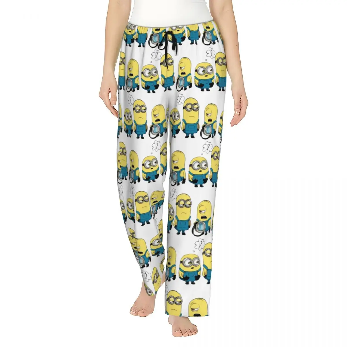 Custom Printed Animated Comedy Movies Minions Pajama Pants Women's Sleep Sleepwear Bottoms with Pockets