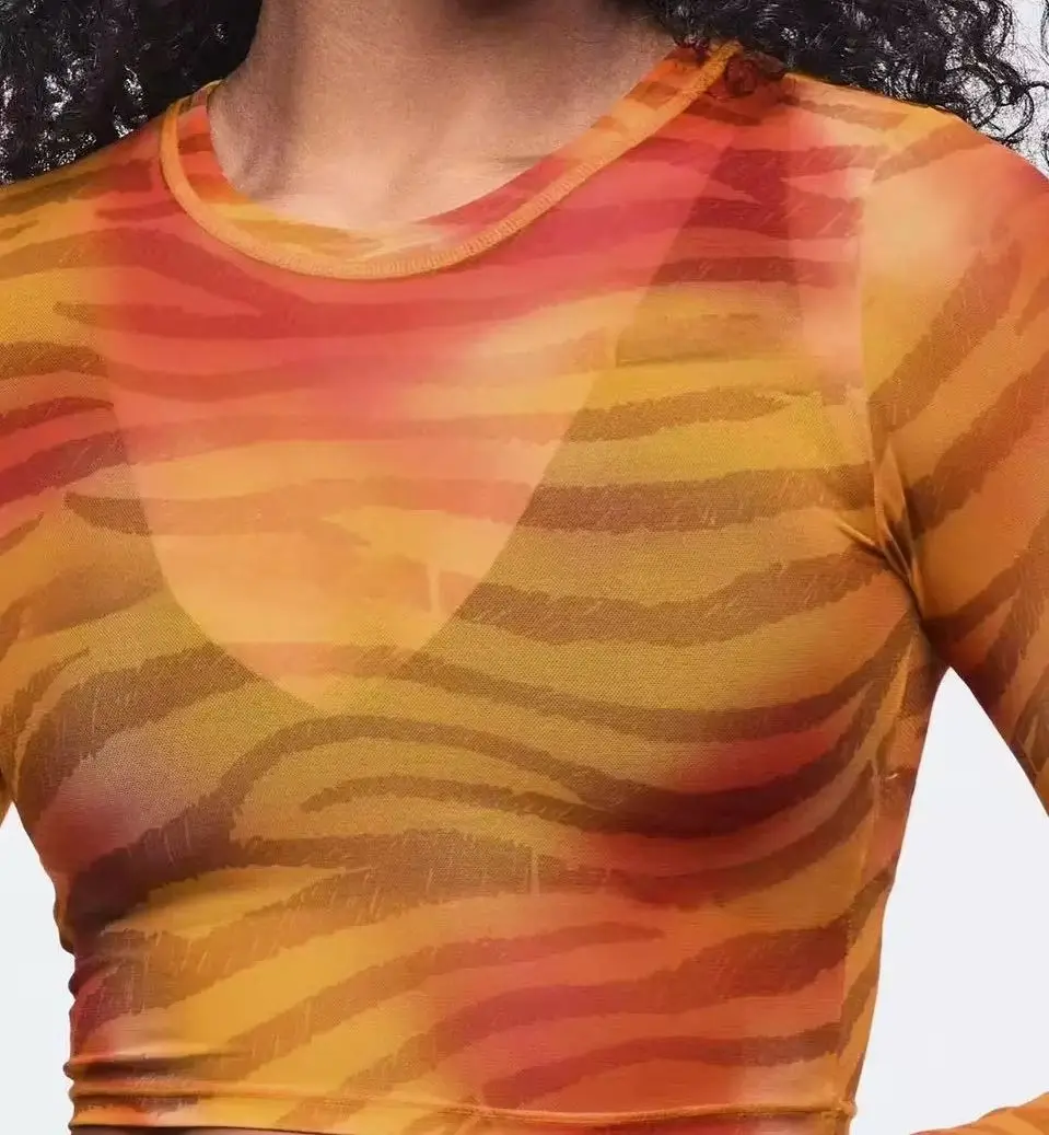 New Arrival Women T Shirts Top Tee Long Sleeve Yago Sports Running Net Mesh Top Clothes 1128