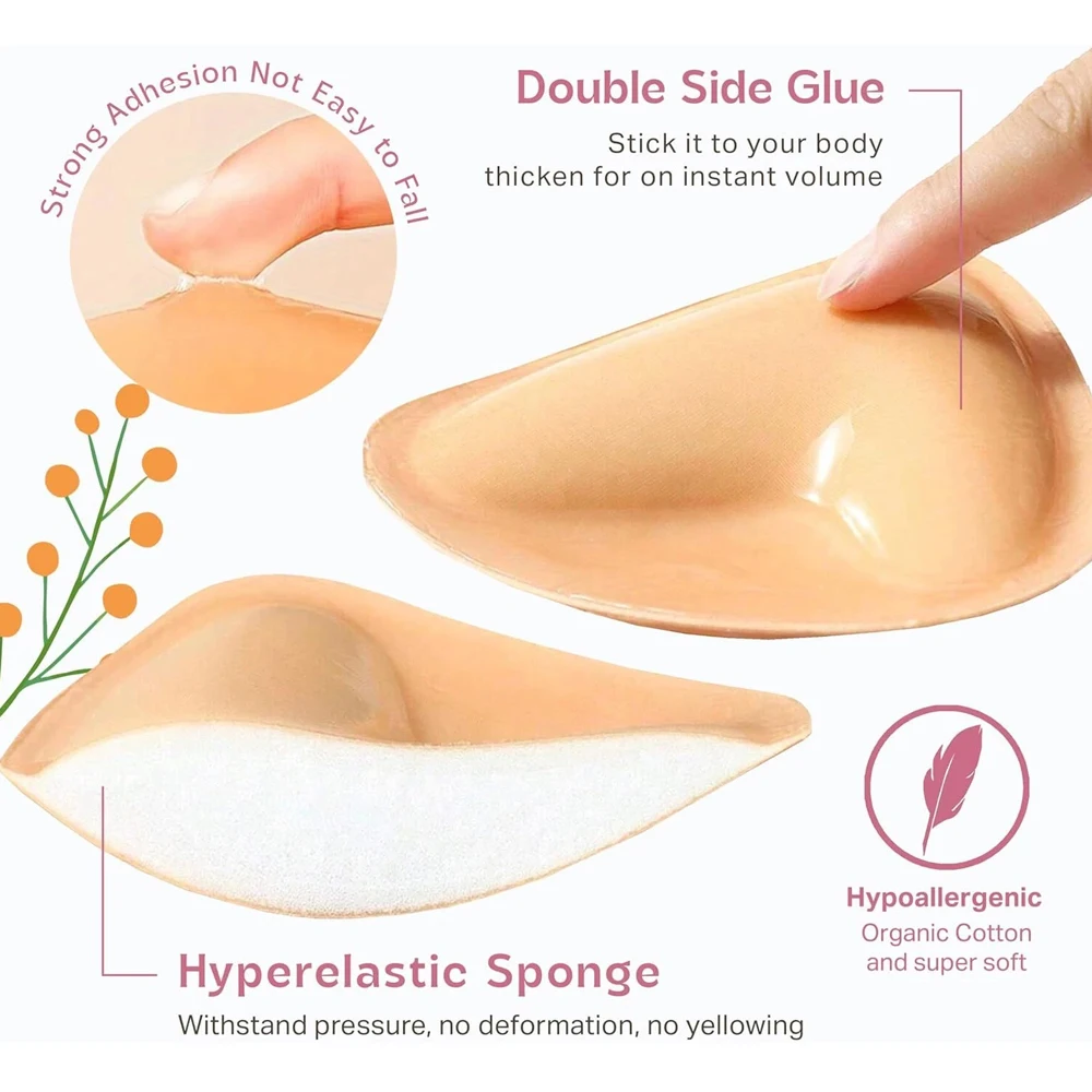 Inserti per reggiseno appiccicosi adesivi biadesivi Push Up Spugna spessa Cuscinetti per sollevamento seno Costume da bagno Bikini Coppa Enhancer
