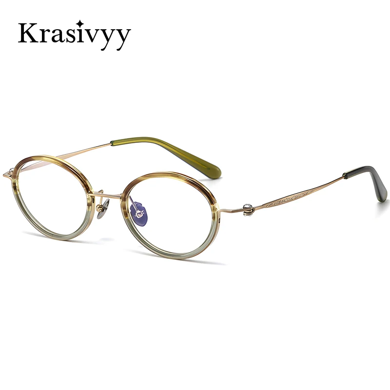 

Krasivyy Titanium Glasses Frame Women Oval Ultralight Casual Style Full-Rim Eyewear Men Brand High Quality Optical Eyeglasses