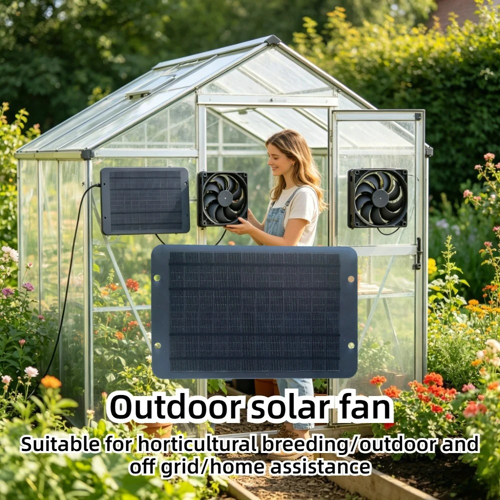 

Solar Powered Dual Fan Ventilation Cooling Kit 10W/15W Waterproof Solar Exhaust Fan for Chicken Coop Greenhouse Outdoor Shed Pet