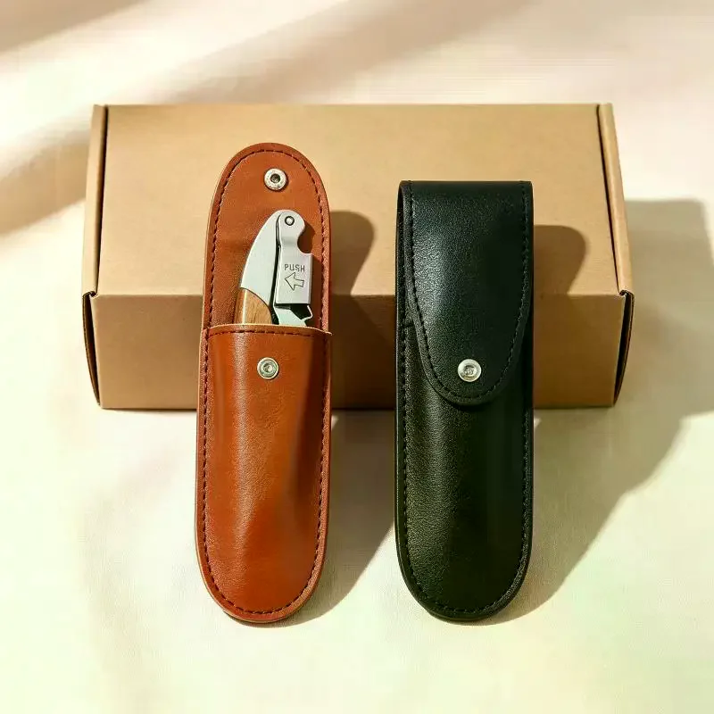 1Pcs Bottle Opener Leather Sheath Portable Snap Button Protective Cover Wear Resistant for Outdoor Storage and Carry Gift Idea