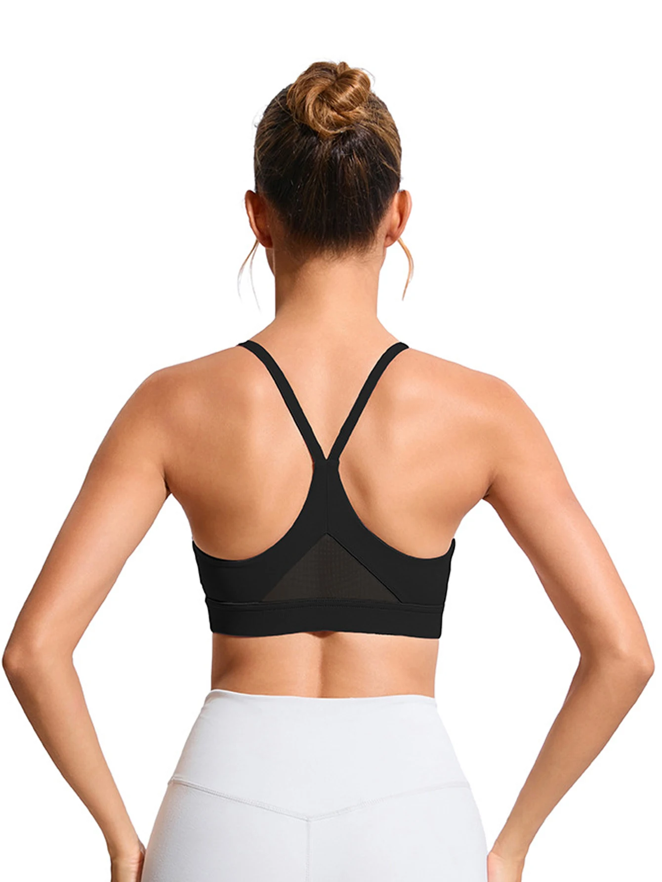 Thin-strap beautiful back sports bra for women, no underwire, shockproof, outerwear bra, tank top style for running, yoga, and fitness