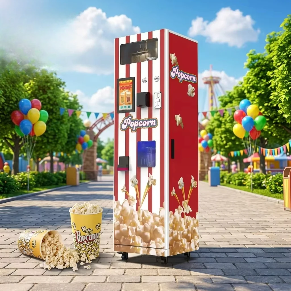 Durable and efficient amusement park popcorn vending machine popcorn making machine automatic popcorn machine