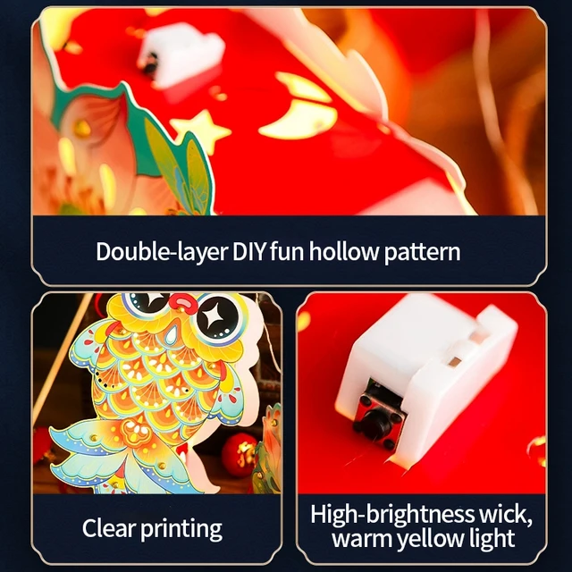 Mid-Autumn Festival Lantern Handmade DIY Material Traditional Rabbit Lamp Handheld Led Lantern Glowing in the Dark Chinese Decor 4