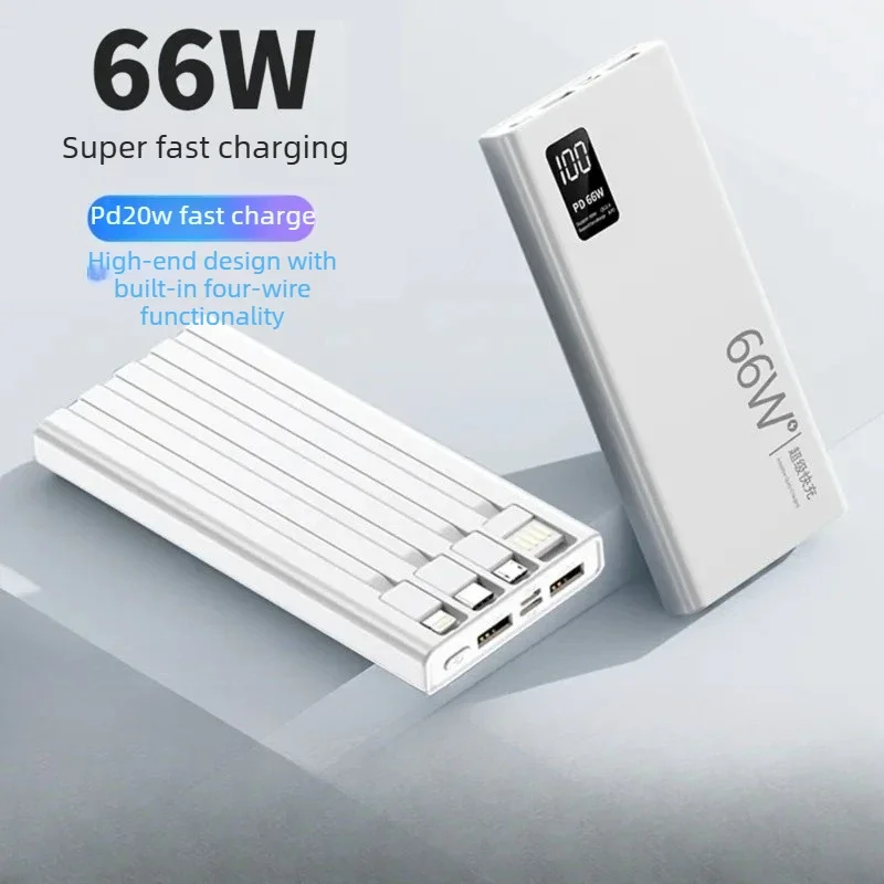 20000mAh 22.5W Portable Power Bank 66W Super Fast Charging with Built-in Cable for Huawei and Apple Devices