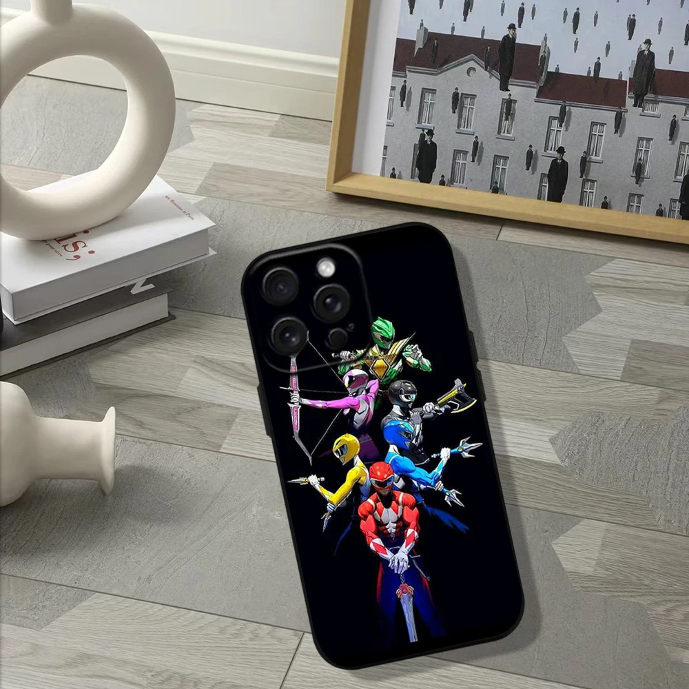 P-PowerS MMPR R-RangerS Phone Case For iPhone 11 12 13 14 15 16 Pro Max Plus Black Silicone Soft Case