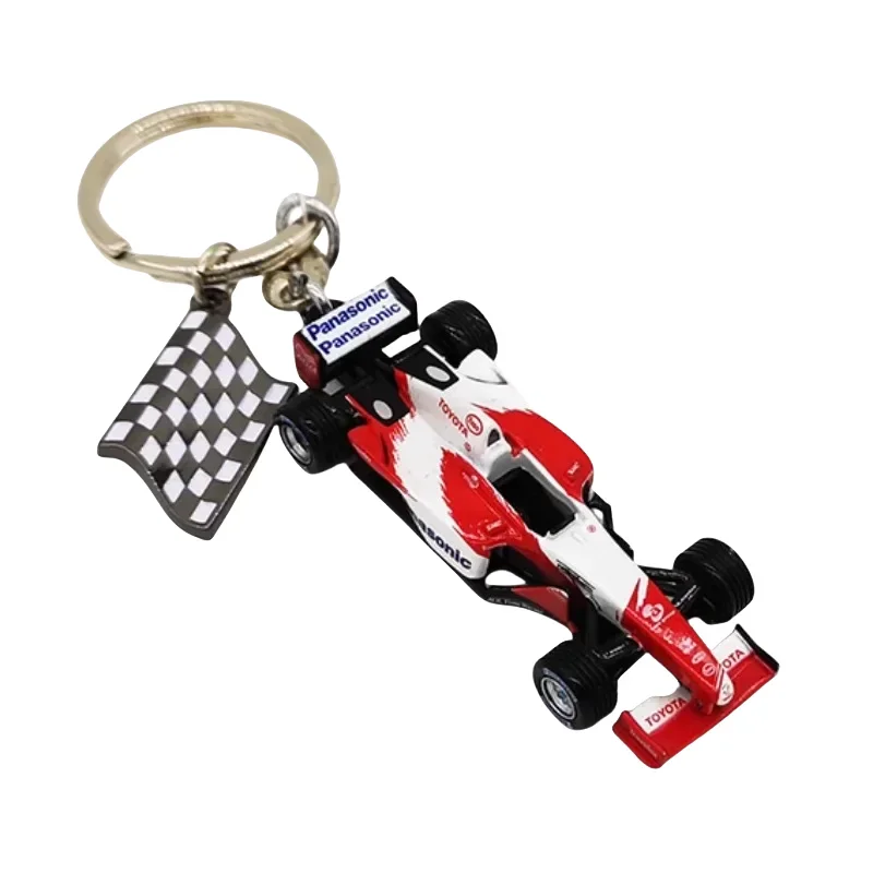 F1 China 20th anniversary race car model key ring Leather race bag hanging alloy key chain gift decorative pendant for friends.