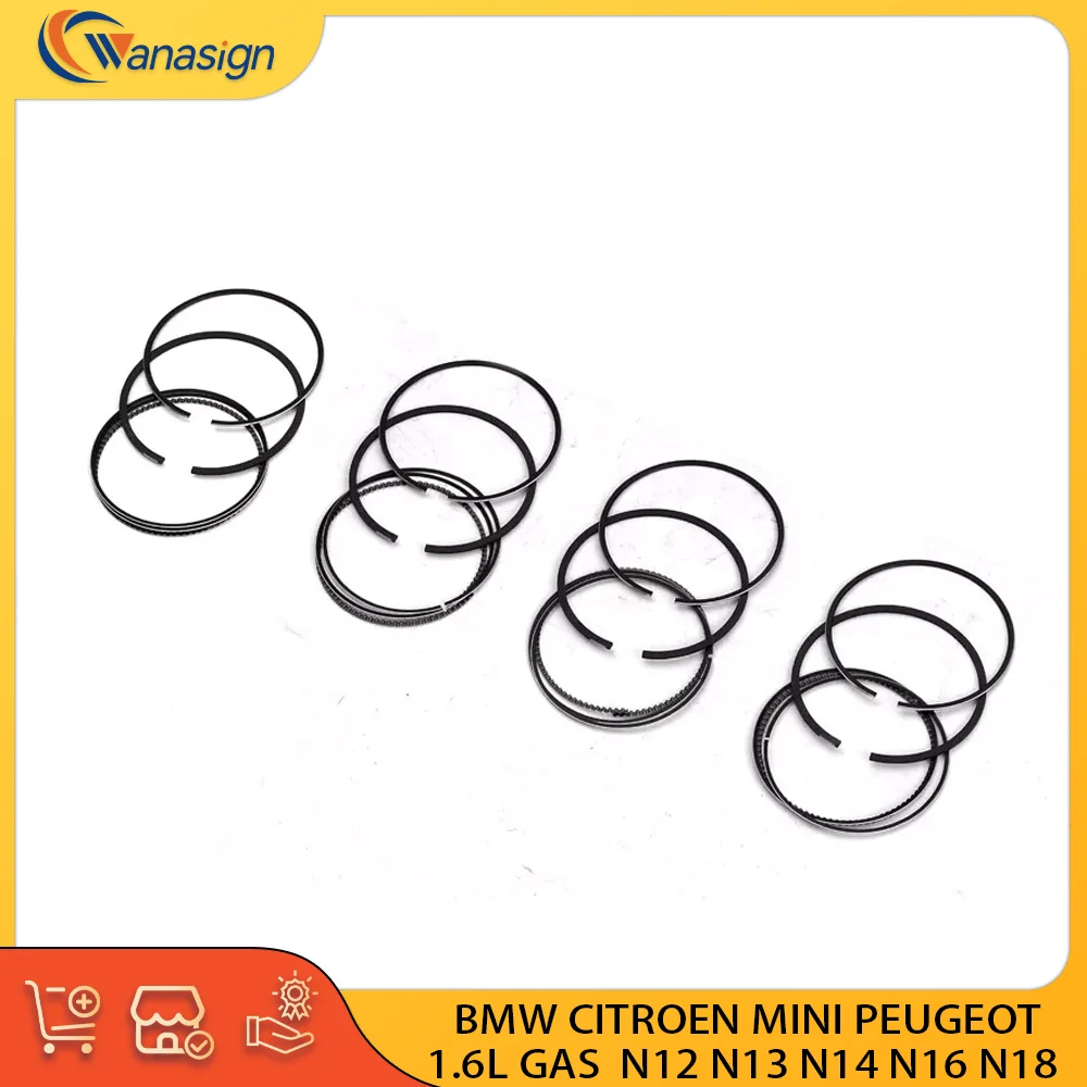 4 zestawy zestaw pierścieni tłok silnika samochodowego dla BMW CITROEN MINI PEUGEOT 1.6L 1.6T L4 16V gaz N12 N13 N14 N16 N18 2006-2024