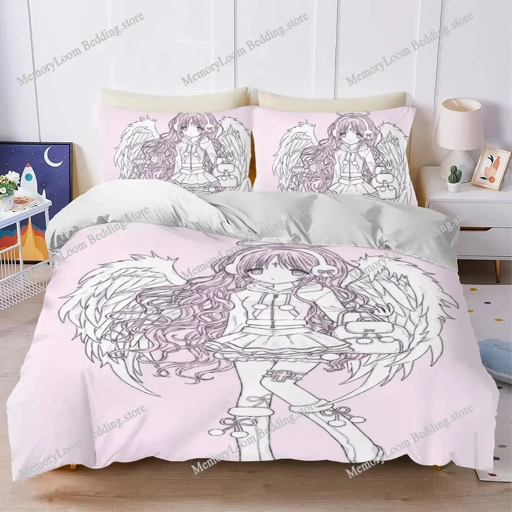 Sweet Pink Girl Angel Duvet Cover Set Home Style Bedding Soft Laundry Cotton Bed Student Dormitory Gift Home Textileextile592FQH